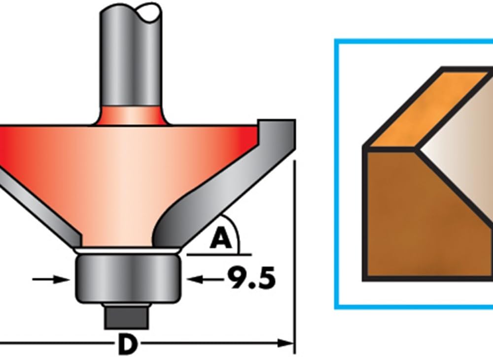 Silverline 583248 1/2" Chamfer Bit Cutter 47 x 25.4 mm x 45° B12.7 mm, 1/2" (12.7 mm) - Image 3