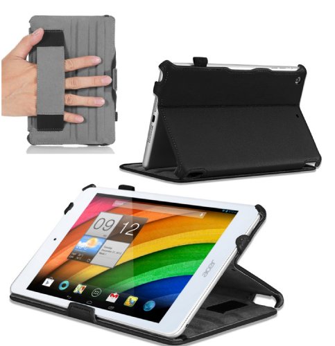Navitech Black Leather Hard Case/Cover with Automatic Sleep/Wake Compatible with The Acer Iconia A1 830