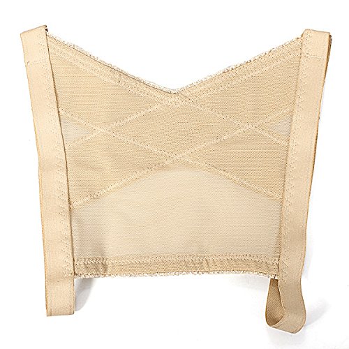 Zinnor Adjustable Shoulder Back Posture Corrector Chest Brace Wireless Support Belt Push Up Bra Vest（Nude） (Large)