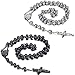 Flongo Men's Women's Vintage Stainless Steel 6mm Beads Jesus Christ Crucifix Cross Rosary Pendant Necklace, 30 inch for Men Women Christmas, New Year, Valentine's Day Jewelry Gifts