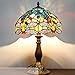 WERFACTORY Tiffany Lamp Sea Blue Yellow Stained Glass Dragonfly Style Table Lamp Nautical Reading Desk Bedside Light 12X12X18 Inches Decor Bedroom Living Room Home Office S128 Series