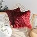 Kevin Textile Pack of 2, Christmas Decor Home Deluxe Soft Plush Merino Style Red Faux Fur Fuzzy Throw Pillow Cover Cushion Case for Bedroom Sofa Chair,18x18 Inch, Wine Red