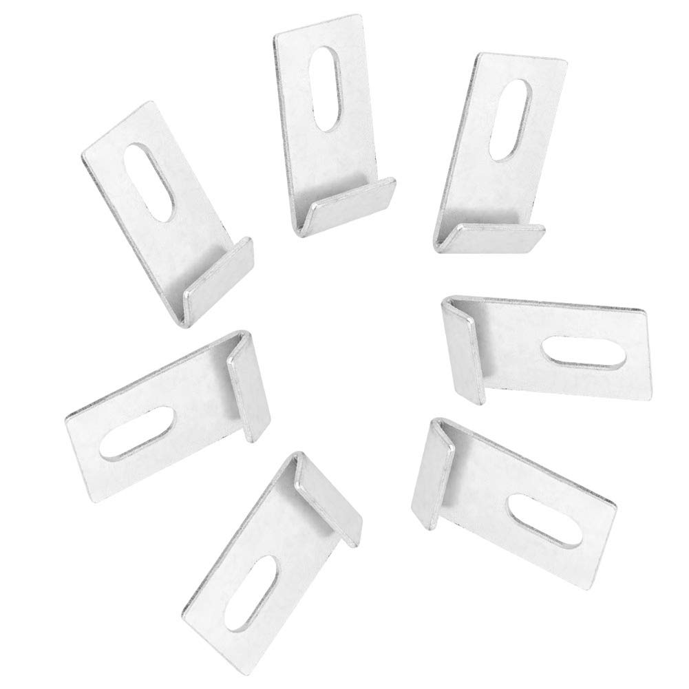 WPKD BLUEIY 10Pcs Greenhouse Glass Clips,Greenhouse Base Fixing Parts,Silver Foundation Hook Clamps,Metal J Fixings,for Greenhouse Glass Panes