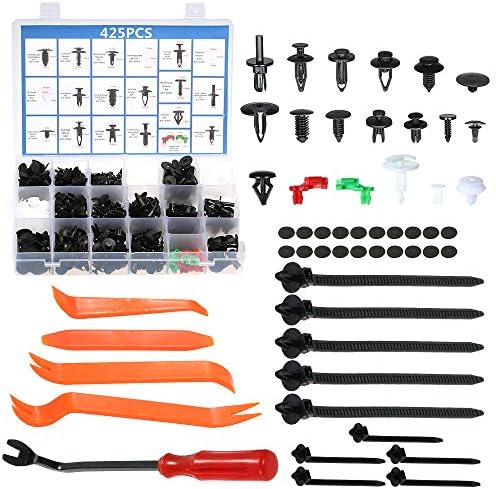 460Pcs Plastic Fasteners Kits & Trim Removal Tool Retainer Clips Rivet Nut Car Push Pin Rivet Fasteners Trim Panel Body Moulding Clips Fit for GM Ford Toyota Honda Chrysler