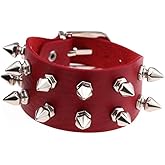 Tanyoyo Unisex Spike Studded Rock Punk Biker Wide Strap Leather Bracelet Gothic Rivet Buckle Wristband