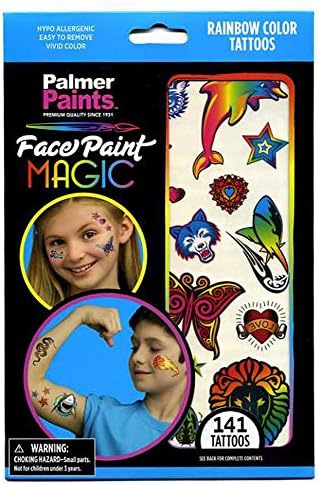 141 Rainbow Color Tattoos for Children - 6 Sheets