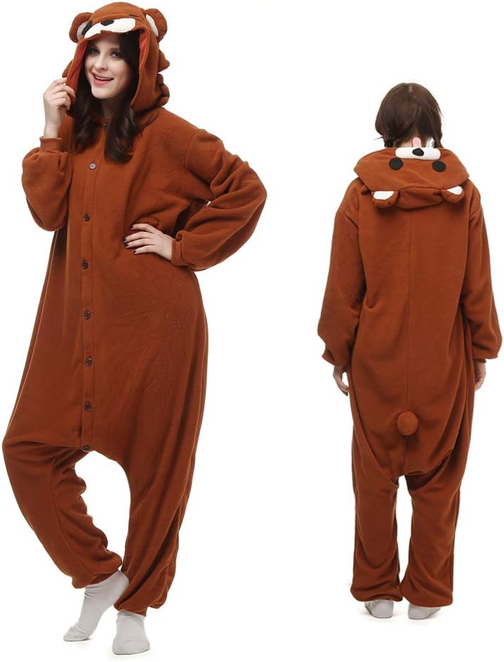 Bear Adult Onesie Women/Men Animal Pajamas Cosplay(S) Sleepwear Costume Cartoon Outfit
