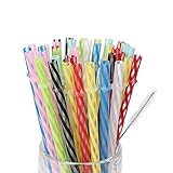 30 Pack 10.5 Inch & 9 Inch Reusable Plastic Straws - No-BPA Drinking Straw for 20 30 OZ Yeti Tumbler,Mson Jar with 1 Cleaning Brush.(8 Colors).