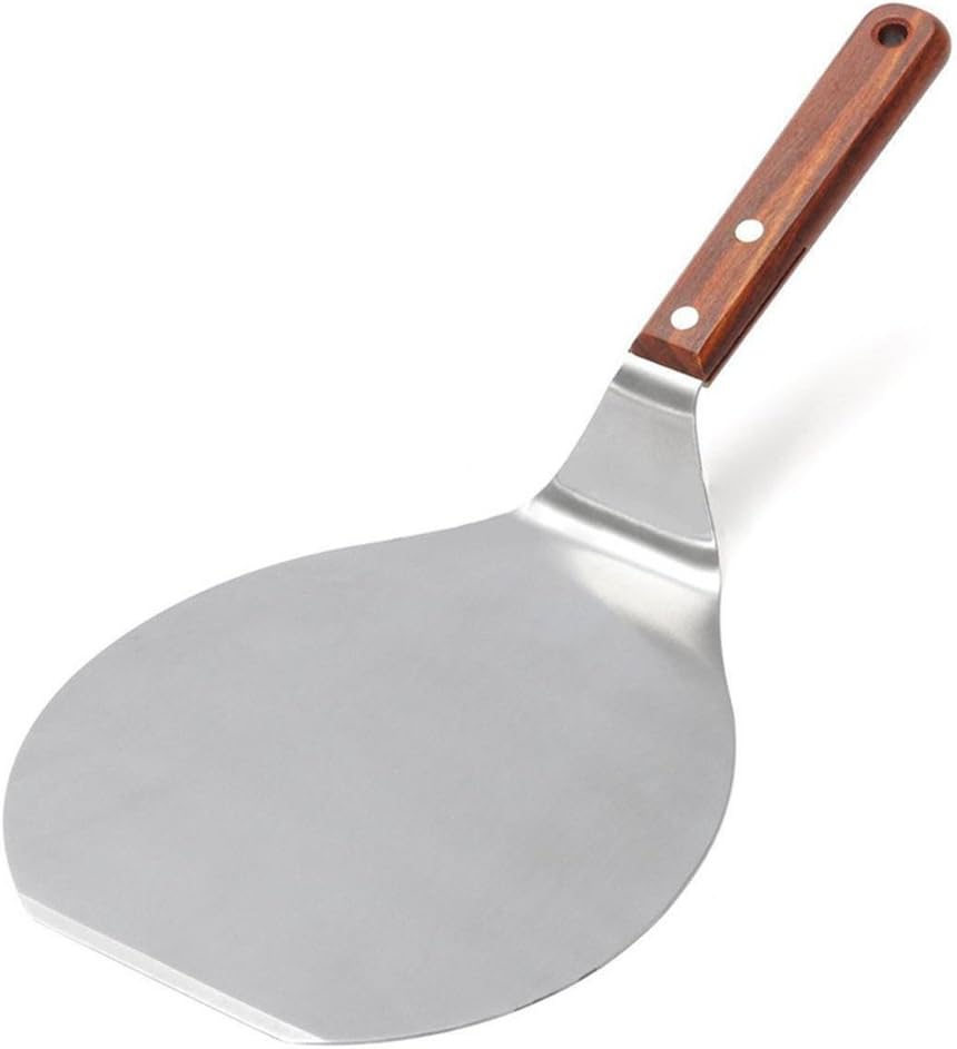 Stainless Steel Pizza Peel with Wood Handle, Pizza Spatula Cake Lifter Bread Paddle Kitchen Oven Baking Tool, 8.1" x 6.5"