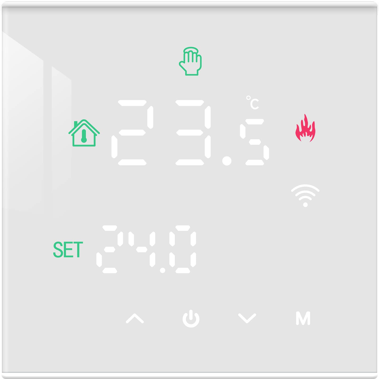 Beok Wifi Thermostat For Boiler Controlling Tuya Programmable Smart Heating Thermostat, Digital Wireless Thermostats Mounted on the Wall, LCD Touch Screen,TGW60W-WIFI-WPB White