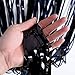 4 Pack Foil Curtains Metallic Fringe Curtains Shimmer Curtain for Birthday Wedding Disco Party Decorations (Black)
