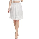BEAUTELICATE Half Slip 100% Cotton Vintage Underskirt with Lace Embroidery