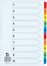 Q-Connect 1-10 Index Extra Wide Reinforced Multi-Colour Tabs KF76984 view 1