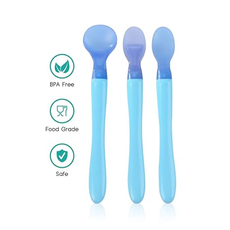 Buddsbuddy Premium Heat Sensitive Feeding Spoon 3pcs (Blue)