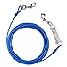 Petbobi Dog Tie-Out Cable 30ft -Heavy Duty Dog Lead Up to 120 lbs, Outdoor Leash Metal Cable with Shock Spring 360° Swivel Clips, for Yard Camping, Fit Small Medium Large Pets, Blue
