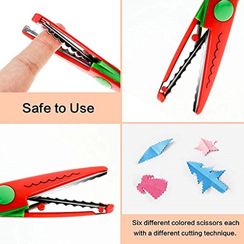 image for Kasmena Children Scissors,6 Pcs Kids Safety Paper Craft Edger Scissors