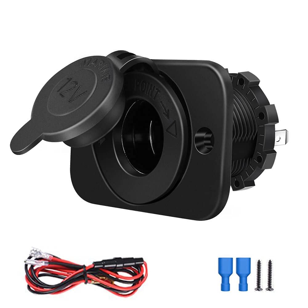 Photo 1 of 1-Pack Cigarette Lighter Socket, 12V Power Outlet Receptacle for Car Marine Motorcycle ATV RV, with Wire Fuse DIY Kit by Riseuvo