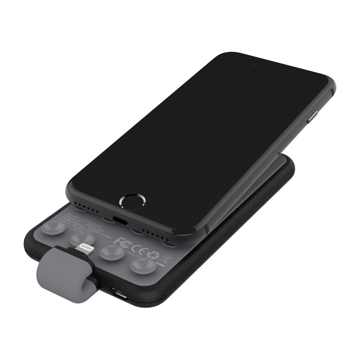 Energizer Powerbank 4000mAh external battery, mobile phone and tablet charger with 2.1A for Apple iPhone and Apple iPad with suction cups for mounting on the device - PP4002A_BK