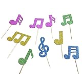 Joinor 36pcs Super Glitter Music Symbols Cupcake Muffin Topper Picks Cake Decoration Baby Shower Birthday Party Favors