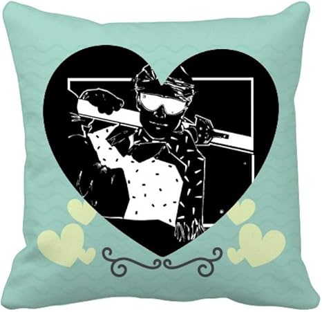 Amazon スキー冬のスポーツ ブラック イラスト ラブクッションクッションお昼寝枕ギフト 抱き枕 オンライン通販