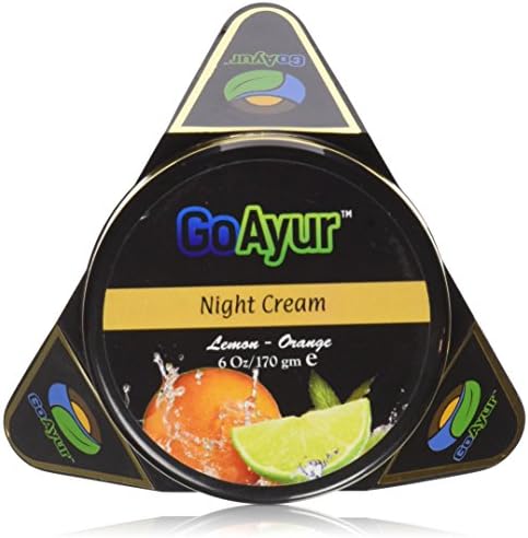 GoAyur Lemon Orange Ayurvedic Night Cream Natural Skin Whitening &amp; Herbal Facial Night Cream, Deep Hydrating &amp; Moisturizing Cream, 100% Herbal Actives, Natural Fragrance, 6 oz