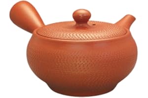 Teapot Kyusu Tokoname - MORIMASA - Orange - 15 oz (450 ml / cc) - Stainless Mesh - Almond Shaped