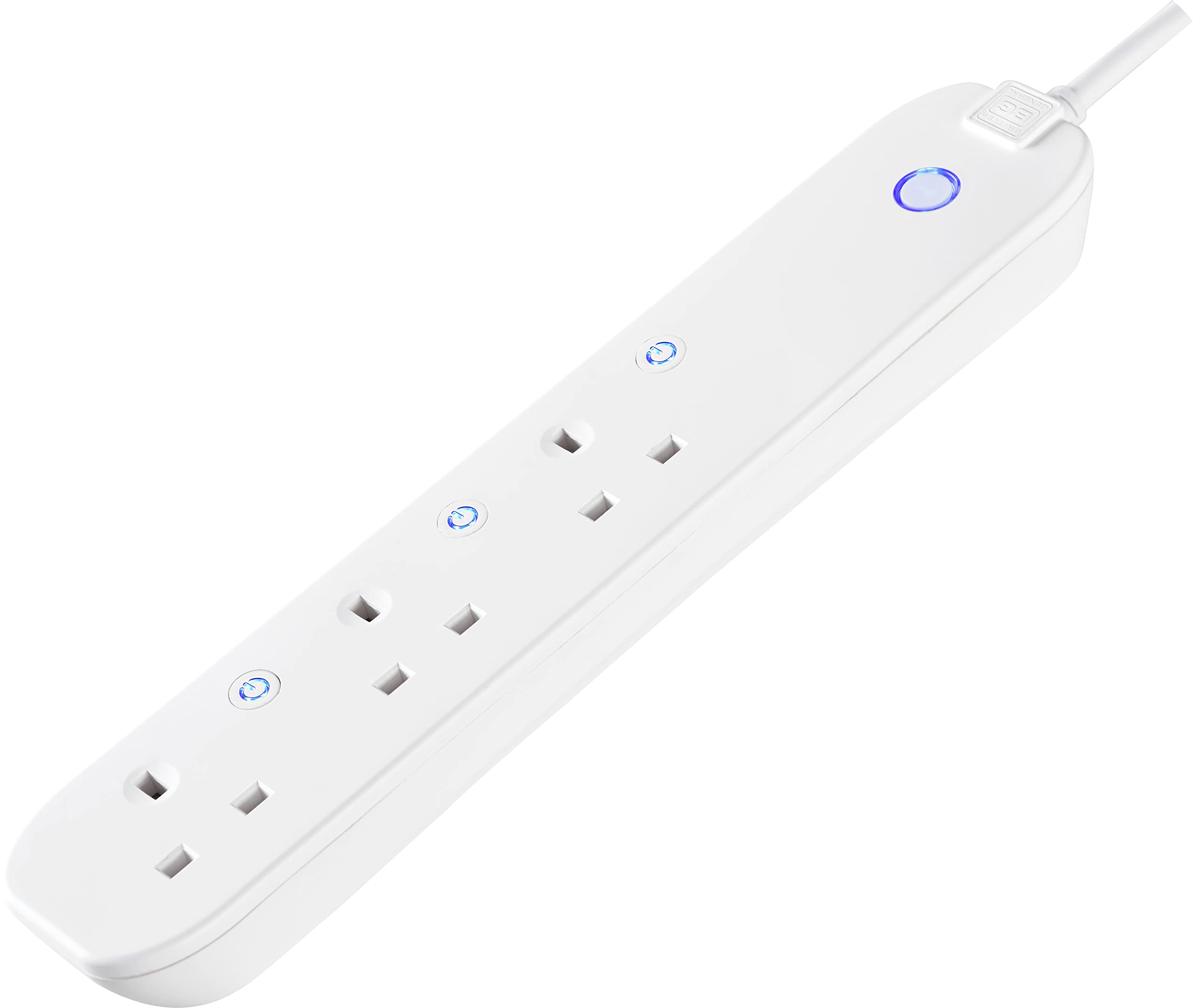 BG Smart! Three Socket Extension Lead with Individual Switches, 1 Metre Cable White