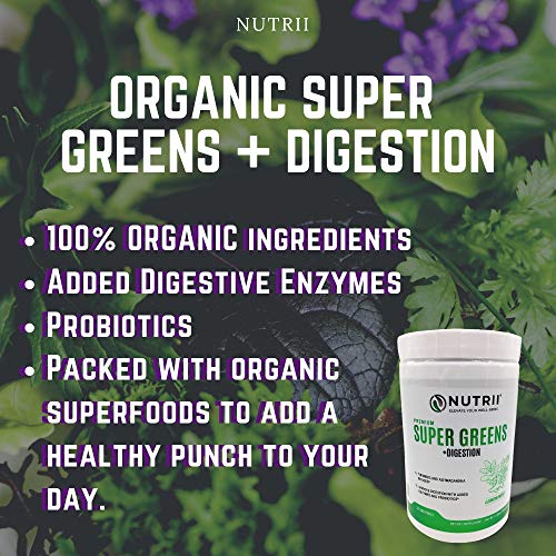Nutrii - #1 Organic Super Greens + Probiotics + Digestive Enzymes, Turmeric and Ashwagandha Infused, Veggie Superfood, Antioxidant, Vegan Supplement, Amazing Lemon/Mint Flavor (10.89oz, 30 Serv) - Thumbnail 4