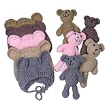 Eudora Crochet Newborn Photography Boys/Girls Knit Toy Bear Hats, Infant Baby Photo Prop Costume Khaki