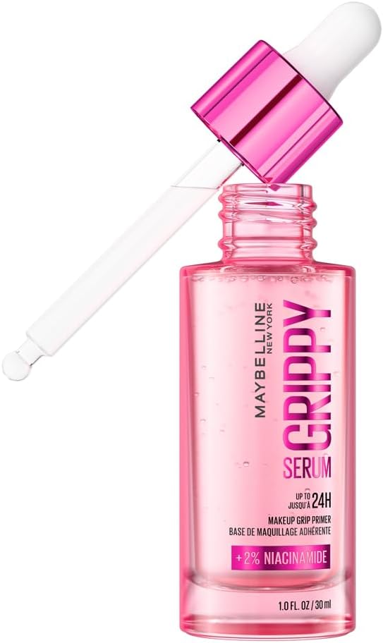 Maybelline New York Grippy Serum Primer, Mit Niacinamid für eine mit Feuchtigkeit versorgte, prallere Haut, Make-up-Halt für bis zu 24 Stunden, Vegane Formel, 30ml