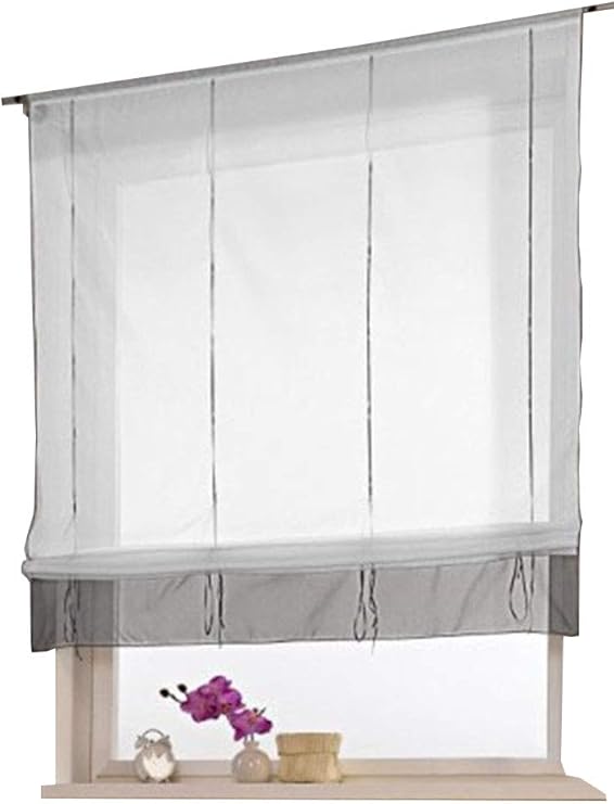 Amazon Com Zebrasmile Solid Color Roman Curtain Semi Sheer Bed