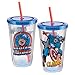 Vandor 26214 Marvel Captain America 18 oz Acrylic Travel Cup with Lid and Straw, Multicolor