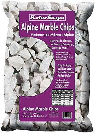 Hardscaping Materials - KolorScape White Decorative Alpine Marble Stone Chips 50 Lb. - Case Of: 1