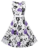 ACEVOG Women's Vintage Floral Rockabilly Bombshell Halter Pinup Swing Dress