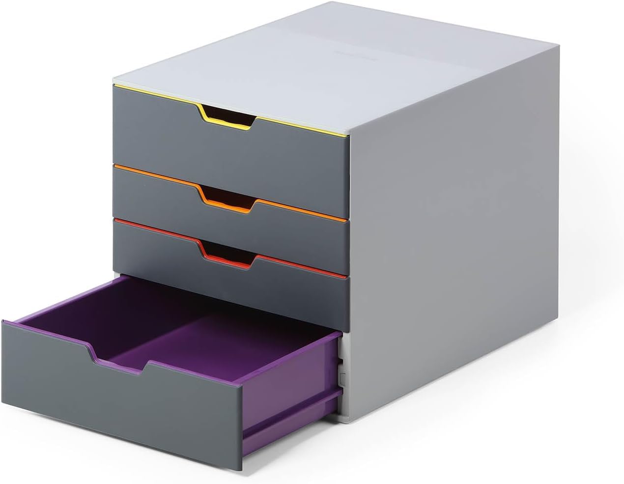 Durable VARICOLOR® 4 Drawer Unit - Desktop Drawer Set with 4 Colour Coded Draws - Perfect for Storing Documents and Paper Work