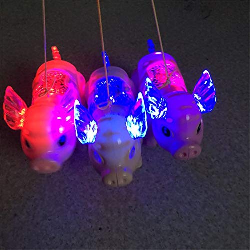 Electric Walking & Singing Musical Piggy Toy, OMGOD Pull and Sing Pig LED Flashing Lights Interactive Sound Stuffed Animal Puppy for Halloween Christmas birthday Best Gifts for Kids Toddler - Hot Pink - Thumbnail 2