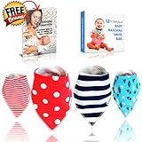 NGbabyland Baby Bandana Drool Bibs-4 Pack-Extra Absorbent Cotton Burp Cloth For Girls & Boys-Cute,Unisex Teething Bibs With Adjustable Snaps-High Quality,Essential Baby Accessories-Comfortable & Soft