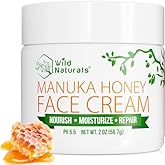 Wild Naturals Manuka Honey Face Cream for Dry Skin - Cream Moisturizer for Sensitive Skin - Soothing & Redness Relief for Dry Skin - Face, Hand & Body Moisturizer for Women & Men