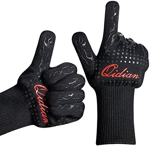 Grilling Gloves -932 °F Extreme Heat Resistant Extra Long Forearm Protection Light weight Flexible and Easy to put on & off Grilling Cooking Gloves