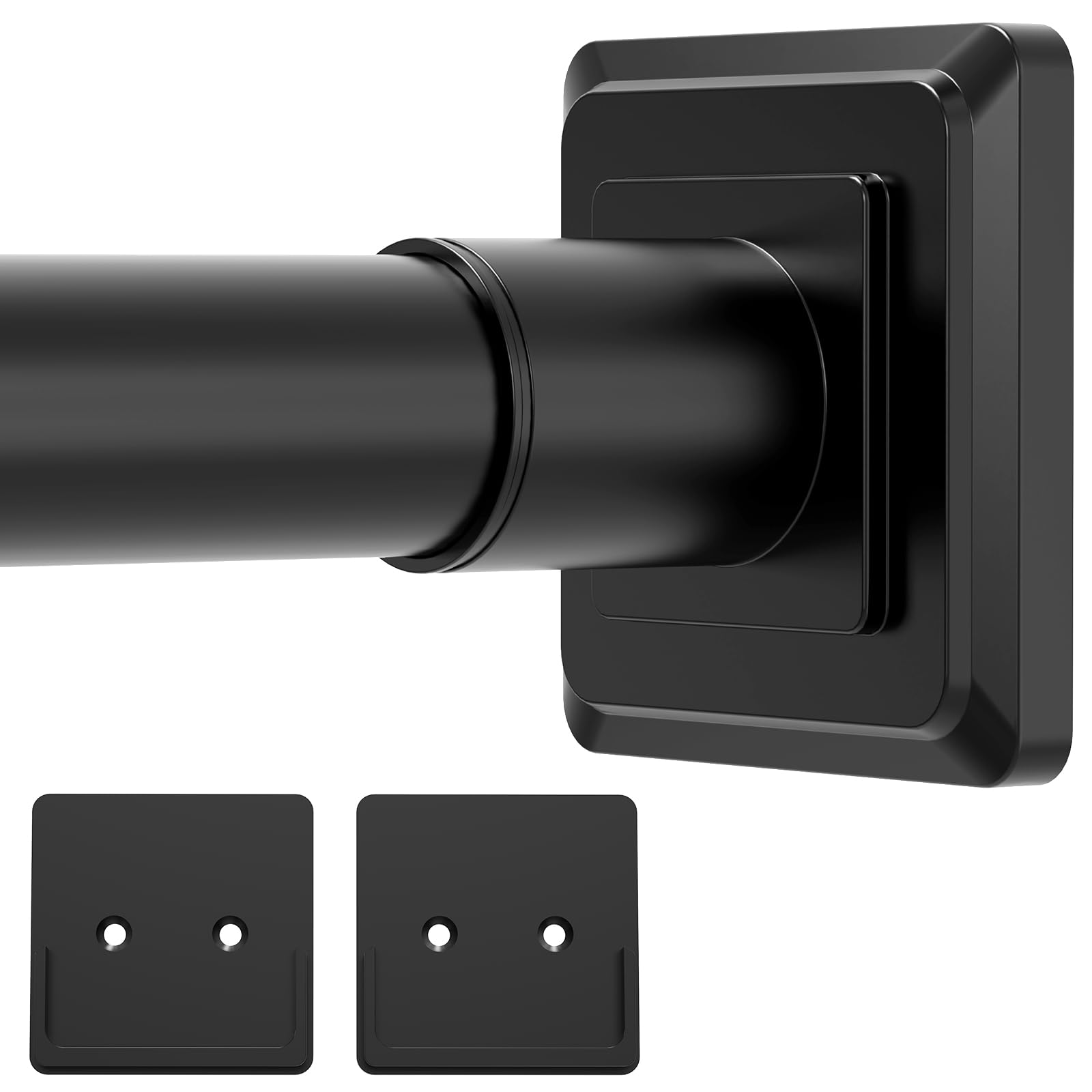 Photo 1 of Haryaers Black Shower Curtain Rod,Spring Tension Curtain Rod 30-76”,No Drill or Screw Installation Shower Rod for Bathroom, Closet, Kitchen with Brackets