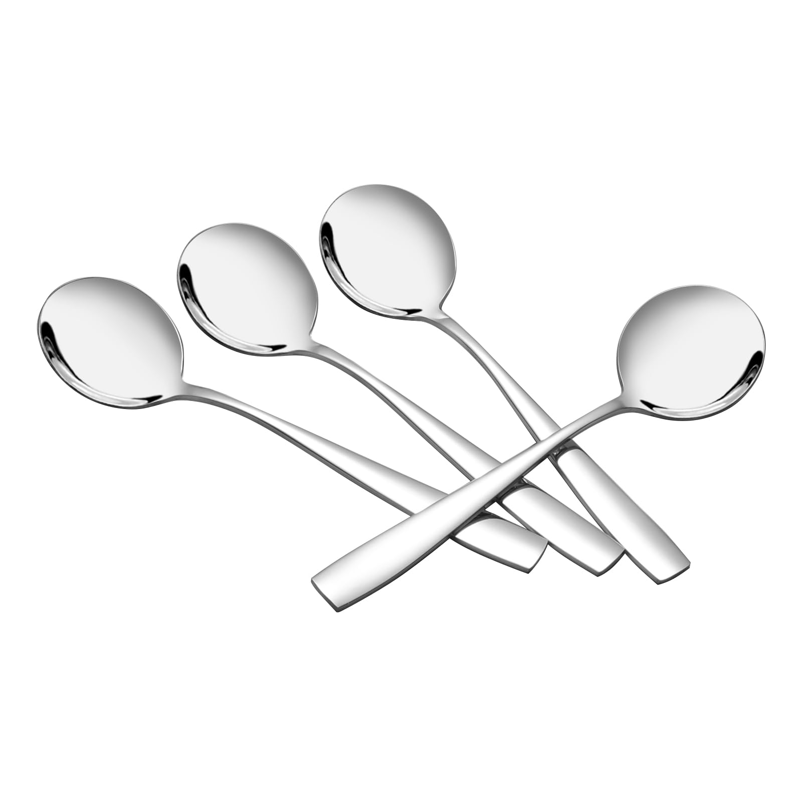 Annkky 12 Pieces Round Spoon, Stainless Steel Round Table Spoons Set