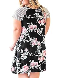 Vestido de mujer de manga corta con diseño floral a rayas, estilo informal, de verano
