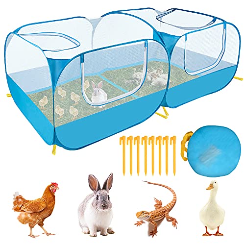 SlowTon Small Animals Playpen, Portable Large Chicken Run Coop with ...