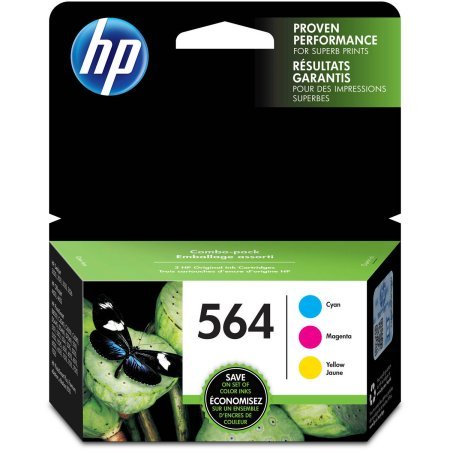 HP 564 Combo-pack Cyan/Magenta/Yellow Original Ink Cartridges with Bonus HP Social Media Snapshots paper included