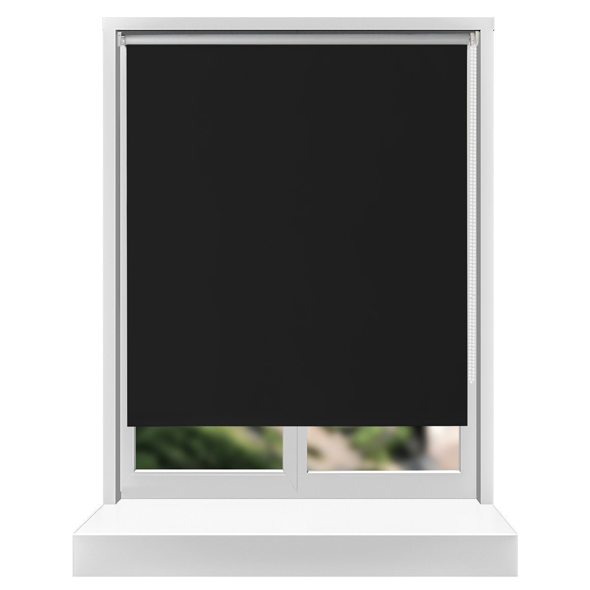 BelleMax Curtains Roller Blinds Blackout Thermal Opaque Black 100x160cm Curtain Blind Roller With or no Drilling