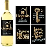 8 Rustic House Warming Presents, New Homeowner Stickers or Wine Label Gift Set Ideas, Real Estate Gifts from Agent for Client Congratulations