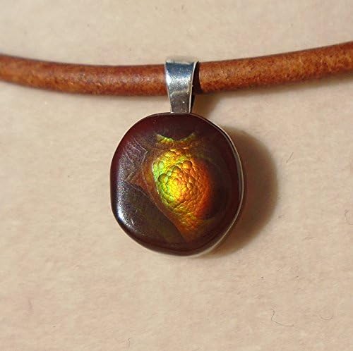 Mexican Fire Agate Pendant with Leather Necklace 20 Inches