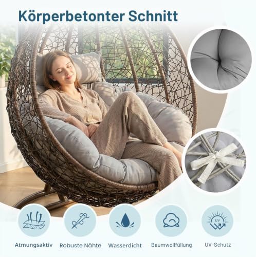 Hängesessel Kissen Sitzkissen Outdoor Polster für Polyrattan/Rattan