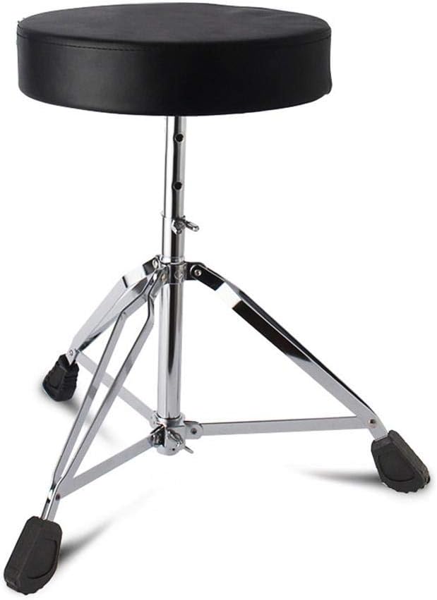 Universal Drum Stool with Padded Seat, Portable Adjustable Drumming Stool Stand Chair for Guitarist Drummers Music Rock Band - Black