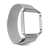 Fitbit Blaze Accessories Band, MoKo Metal Frame Housing + Milanese Loop Mesh Stainless Steel Bracelet Strap Band with Magnet Lock for Fitbit Blaze Smart Fitness Watch - SILVER